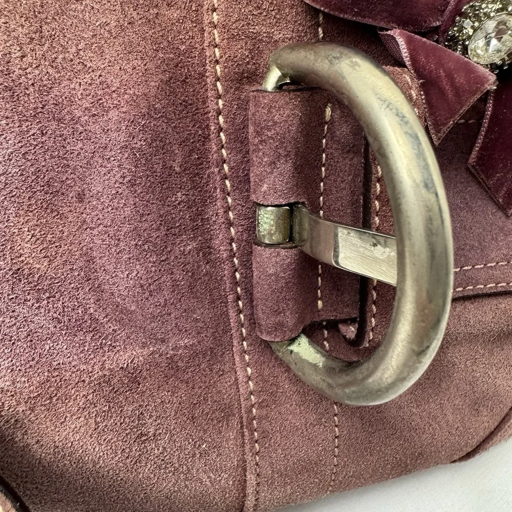 Vintage Coach 8A25 Suede Soho Mini Doctor Bag/Framed Kisslock Purse Oxblood Rare - Picture 9 of 16